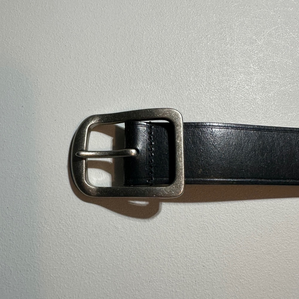 American Living Mens Black Genuine Leather Belt Size 36 Silver Buckle Eagle Logo
